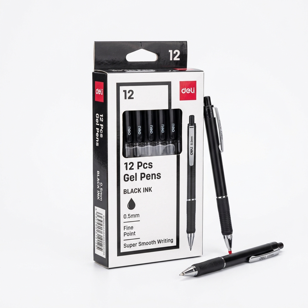 Hộp Bút Gel Deli Ngòi 0.5mm - Mực Xanh (12 chiếc)